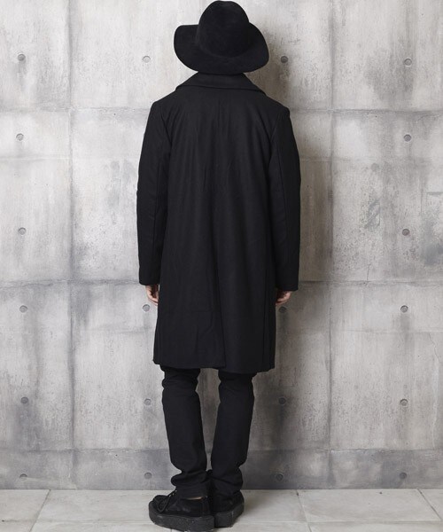 unrelaxing(アンリラクシング)の「ステンカラーコートメルトンロングコート(ステンカラーコート・メンズ・ブラック/ネイビー・SMALL/MEDIUM/LARGE)」の14枚目の写真