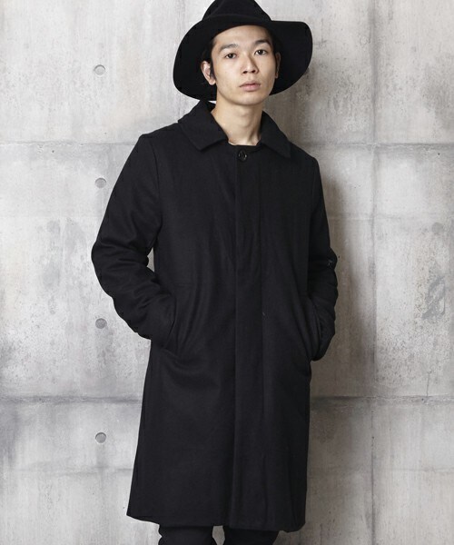 unrelaxing(アンリラクシング)の「ステンカラーコートメルトンロングコート(ステンカラーコート・メンズ・ブラック/ネイビー・SMALL/MEDIUM/LARGE)」の8枚目の写真