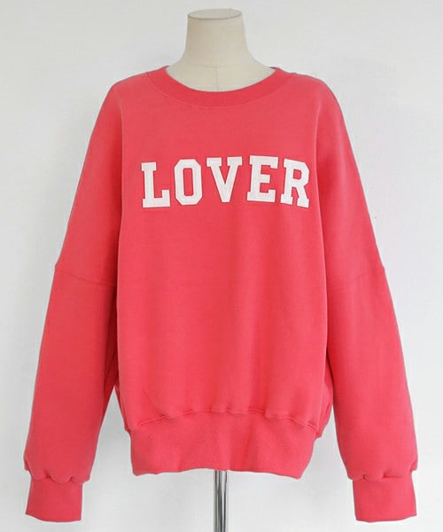 DHOLIC（ディーホリック）の「裏起毛LOVERパッチスウェットプルオーバー（スウェット・レディース・グレー/ピンク/ベージュ・FREE）」の3枚目の写真