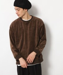 RAGEBLUE | ＜トレンドのベロア素材＞ドロップショルダーリブクルー(トップス)