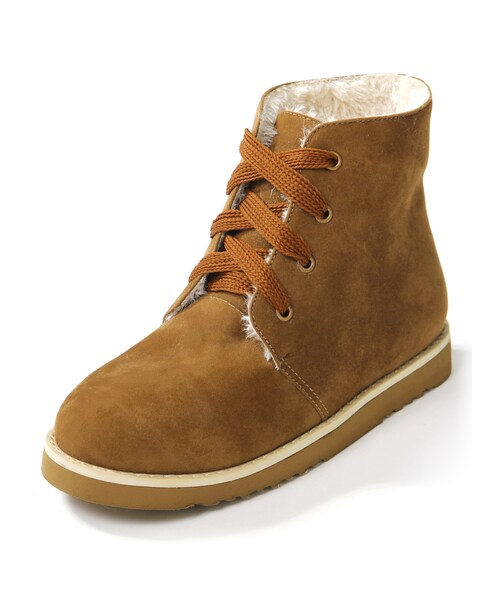 GRL（グレイル）の「レースアップムートンブーツ（ブーツ・レディース・ブラック/ブラウン/キャメル・24.5）」の3枚目の写真