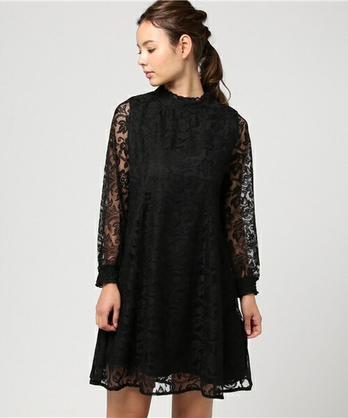 archives（アルシーヴ）の「レース地ワンピース（ワンピース・レディース・ブラック/グレー/ピンク・MEDIUM）」の4枚目の写真