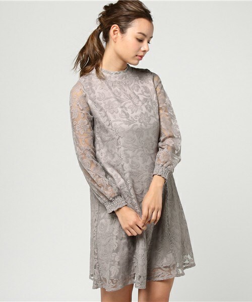 archives（アルシーヴ）の「レース地ワンピース（ワンピース・レディース・ブラック/グレー/ピンク・MEDIUM）」の2枚目の写真