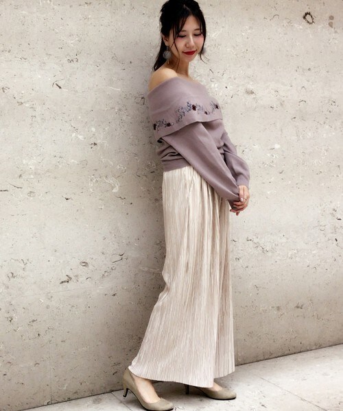 archives（アルシーヴ）の「オフタートル刺繍プルオーバー（ニット/セーター・レディース・オフホワイト/ブラック/ラベンダー・MEDIUM）」の12枚目の写真