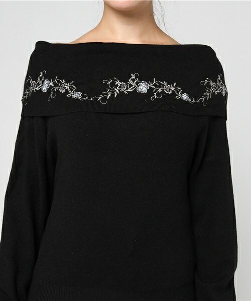 archives（アルシーヴ）の「オフタートル刺繍プルオーバー（ニット/セーター・レディース・オフホワイト/ブラック/ラベンダー・MEDIUM）」の7枚目の写真