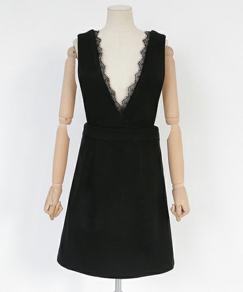 DHOLIC（ディーホリック）の「レースラインVネックスリーブレスワンピース（ワンピース・レディース・ライトパープル/ブラック・FREE）」の2枚目の写真