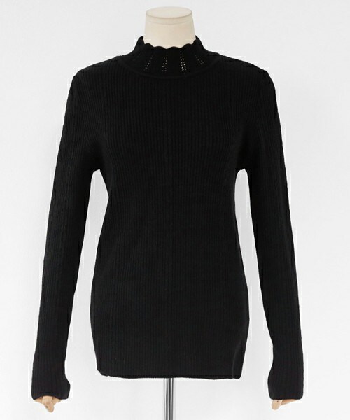 DHOLIC（ディーホリック）の「スカラップハイネックスリムニットプルオーバー（ニット/セーター・レディース・ライトパープル/クリーム/ブラック・FREE）」の3枚目の写真