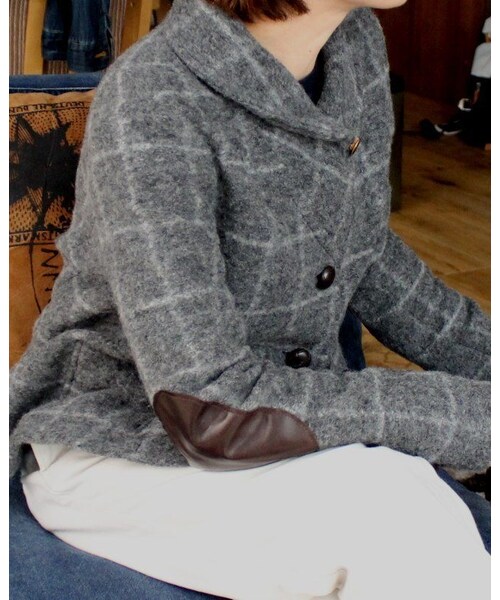 Handmade（ハンドメイド）の「ウインドーペーンニットジャケット（その他アウター・レディース・その他）」の2枚目の写真