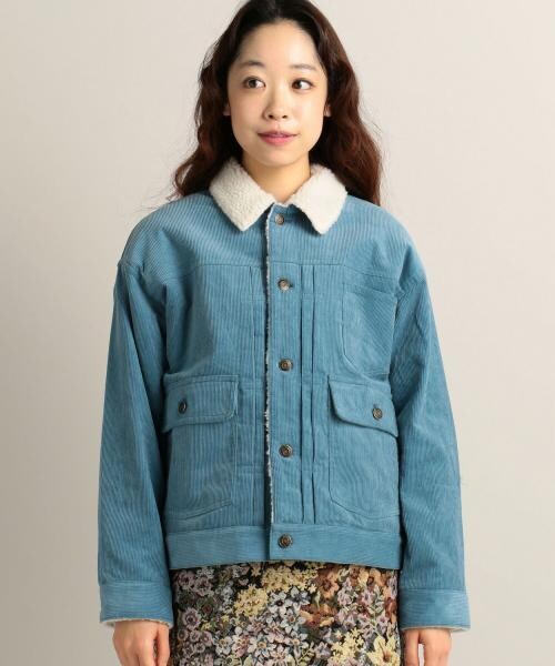 RAY CASSIN（レイカズン）の「衿ボアコーデュロイジャケット（ジャケット/アウター・レディース・ブルー/グレージュ・FREE）」の5枚目の写真