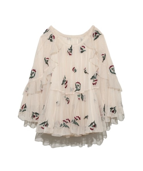 SNIDEL(スナイデル)の「エンブロイダリーチュールチュニック(チュニック・レディース・IVR/PNK/BLK・F)」の2枚目の写真