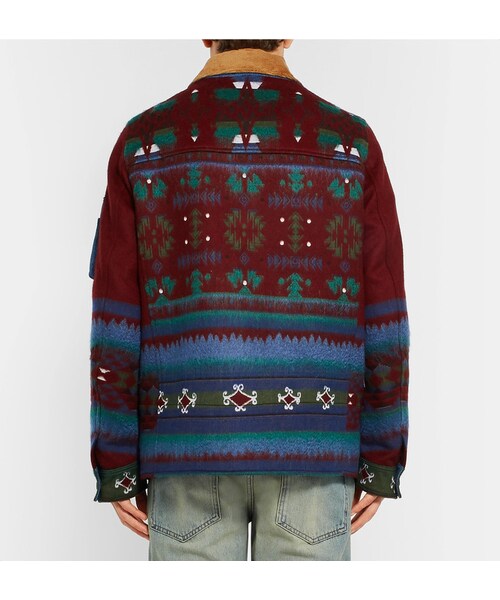 VALENTINO（ヴァレンティノ）の「Valentino Shearling, Corduroy and Denim-Trimmed Wool-Blend Jacket（ジャケット/アウター・メンズ・Red・IT48/IT50/IT52）」の7枚目の写真