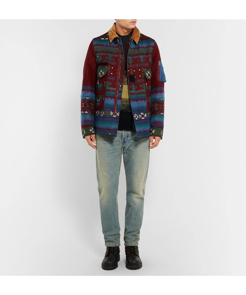 VALENTINO（ヴァレンティノ）の「Valentino Shearling, Corduroy and Denim-Trimmed Wool-Blend Jacket（ジャケット/アウター・メンズ・Red・IT48/IT50/IT52）」の8枚目の写真