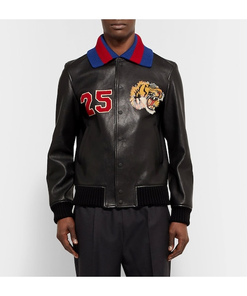 GUCCI（グッチ）の「Gucci Appliquéd Leather Bomber Jacket