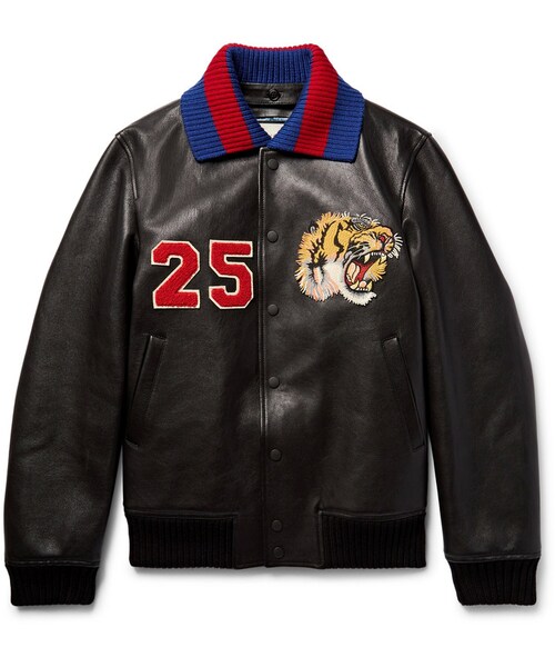 GUCCI（グッチ）の「Gucci Appliquéd Leather Bomber Jacket