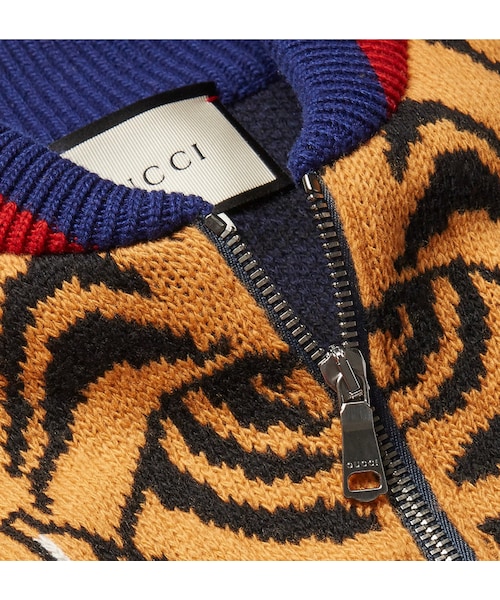 GUCCI タイガー インタルシア ウール ジップ カーディガン 定価21万円 GUCCI（グッチ）の「Gucci Tiger-Intarsia Wool Zip-Up Cardigan