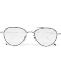 THOM BROWNE | Thom Browne Aviator-Style Silver-Tone and Acetate Optical Glasses(メガネ)