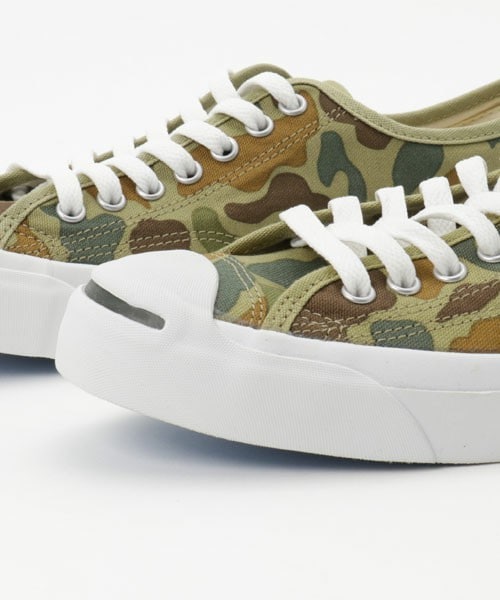 【新品】CONVERSE ジャックパーセル ハンターカモ 迷彩 カモフラージュ 街に馴染むあの頃の定番スニーカー】印象的な迷彩柄・コンバース
