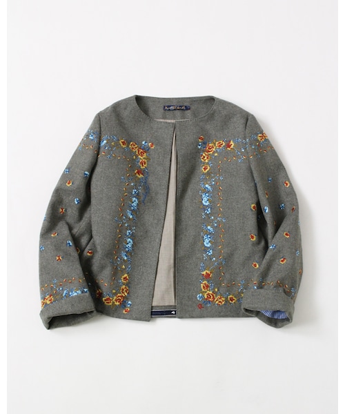 専用品【美品】 45R ku・Ra・siバンダナ刺繍ポンチョ 花柄 ウール 45R（フォーティファイブアール）の「ku・Ra・siバンダナ刺繍ボレロ