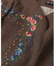 美品✨45R ku・Ra・siバンダナ刺繍ポンチョ　グレー　花柄 45R（フォーティファイブアール）の「ku・Ra・siバンダナ刺繍
