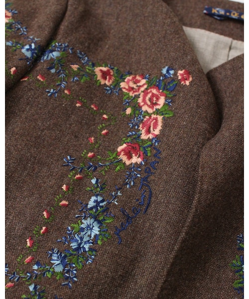 フォーティファイブアール ウール100% ニットポンチョ インディゴRロゴ刺繍 45R（フォーティファイブアール）の「ku・Ra・siバンダナ刺繍