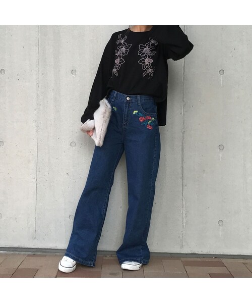copine(コピン)の「フラワー刺繍ワイドデニムパンツ【クリックポスト対象商品】(デニムパンツ・レディース・その他)」の11枚目の写真