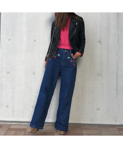 copine(コピン)の「フラワー刺繍ワイドデニムパンツ【クリックポスト対象商品】(デニムパンツ・レディース・その他)」の7枚目の写真