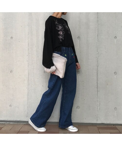 copine(コピン)の「フラワー刺繍ワイドデニムパンツ【クリックポスト対象商品】(デニムパンツ・レディース・その他)」の8枚目の写真