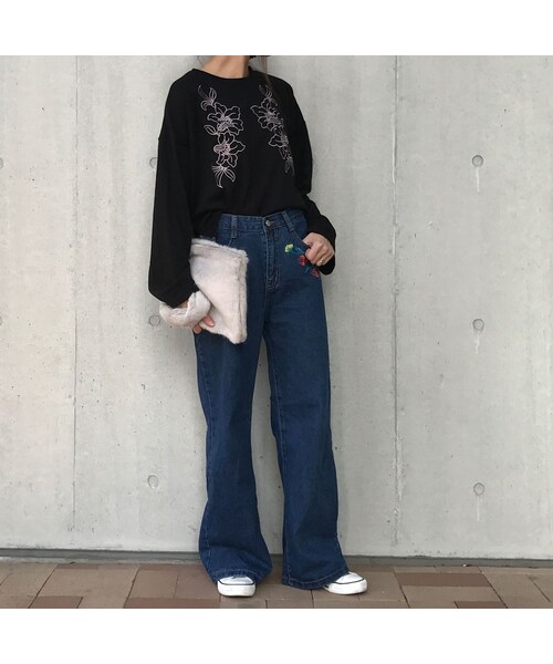 copine(コピン)の「フラワー刺繍ワイドデニムパンツ【クリックポスト対象商品】(デニムパンツ・レディース・その他)」の10枚目の写真