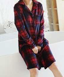 DHOLIC | ヘアバンドSETくるみボタンチェックパジャマワンピース(ルームウェア/パジャマ)