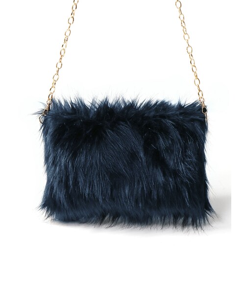 GRL（グレイル）の「ファーチェーンバッグ（ショルダーバッグ・レディース・グレー/ベージュ/ブラック/ネイビー・F）」の4枚目の写真