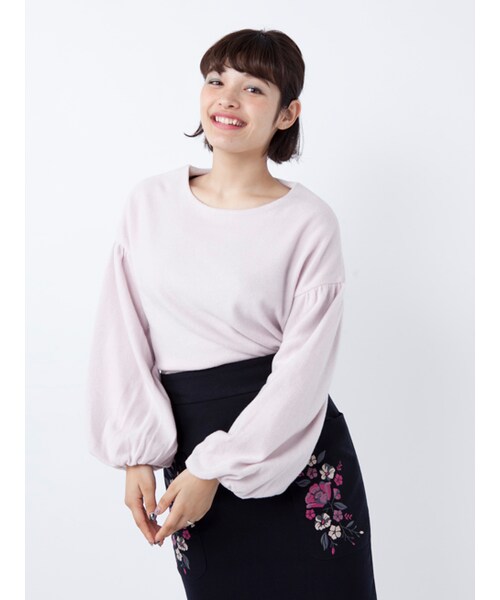 w closet(ダブルクローゼット)の「ボートネックバルーン袖プルオーバー(トップス・レディース・グレー/グレーピンク/Lブルー/Dピンク・FREE)」の5枚目の写真