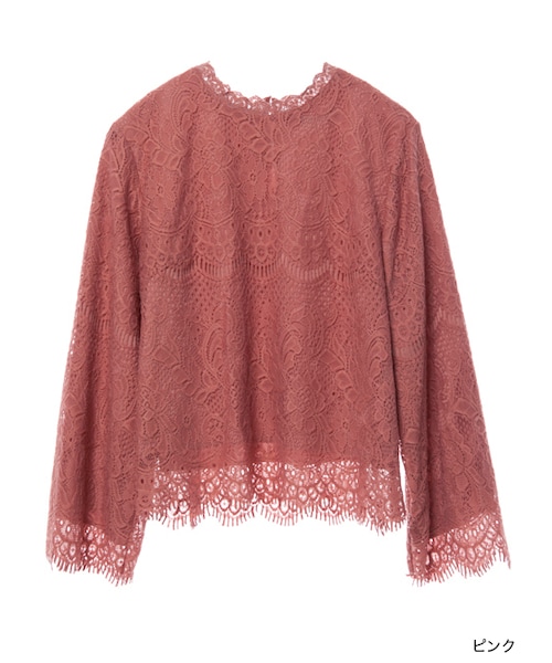 w closet(ダブルクローゼット)の「スカラップレースプルオーバー(トップス・レディース・オフホワイト/ピンク/ブラック・FREE)」の3枚目の写真