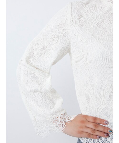 w closet(ダブルクローゼット)の「スカラップレースプルオーバー(トップス・レディース・オフホワイト/ピンク/ブラック・FREE)」の8枚目の写真