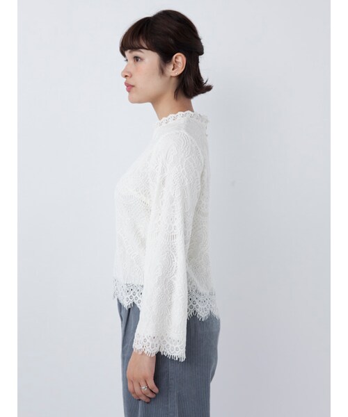 w closet(ダブルクローゼット)の「スカラップレースプルオーバー(トップス・レディース・オフホワイト/ピンク/ブラック・FREE)」の5枚目の写真