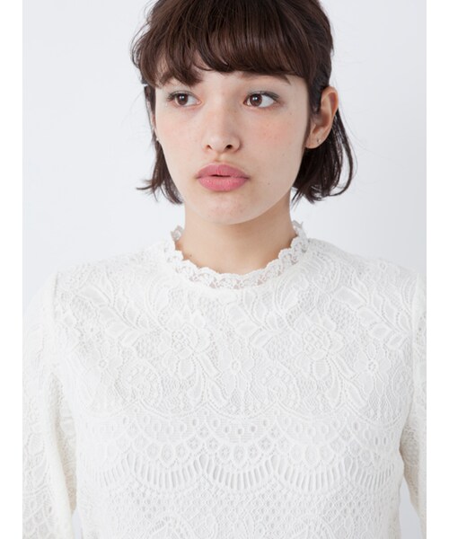 w closet(ダブルクローゼット)の「スカラップレースプルオーバー(トップス・レディース・オフホワイト/ピンク/ブラック・FREE)」の7枚目の写真