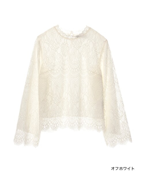 w closet(ダブルクローゼット)の「スカラップレースプルオーバー(トップス・レディース・オフホワイト/ピンク/ブラック・FREE)」の1枚目の写真