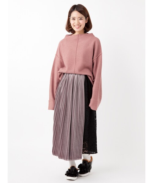 w closet(ダブルクローゼット)の「ブークレボトルネックニット(トップス・レディース・エクリュ/グレー/Dピンク・FREE)」の14枚目の写真