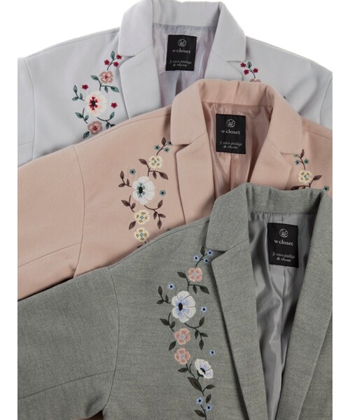 w closet（ダブルクローゼット）の「刺繍入りロングチェスターコート（ジャケット/アウター・レディース・グレー/ピンクベージュ/Sサックス・FREE）」の13枚目の写真
