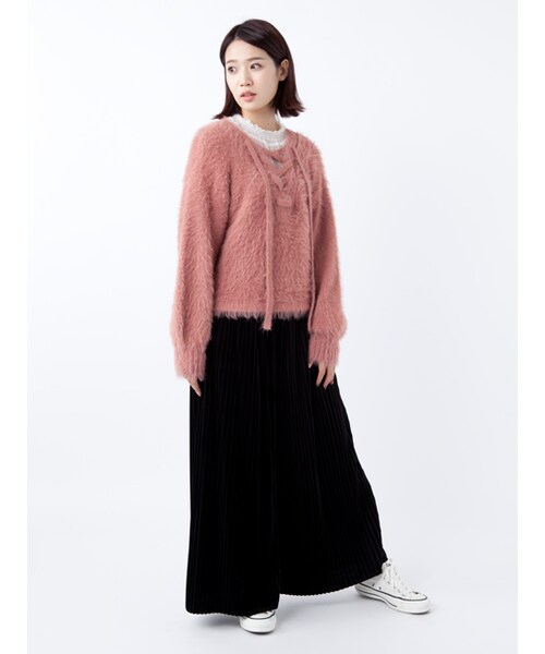 w closet（ダブルクローゼット）の「ベロアプリーツパンツ（パンツ・レディース・ピンクベージュ/Dピンク/ブラック・FREE）」の11枚目の写真