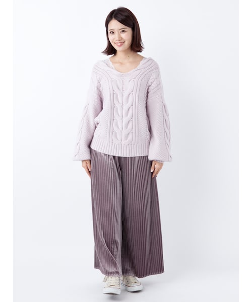 w closet（ダブルクローゼット）の「ベロアプリーツパンツ（パンツ・レディース・ピンクベージュ/Dピンク/ブラック・FREE）」の12枚目の写真