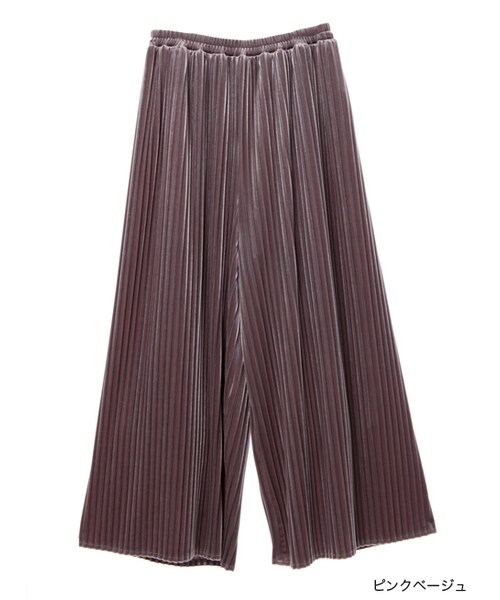 w closet（ダブルクローゼット）の「ベロアプリーツパンツ（パンツ・レディース・ピンクベージュ/Dピンク/ブラック・FREE）」の2枚目の写真