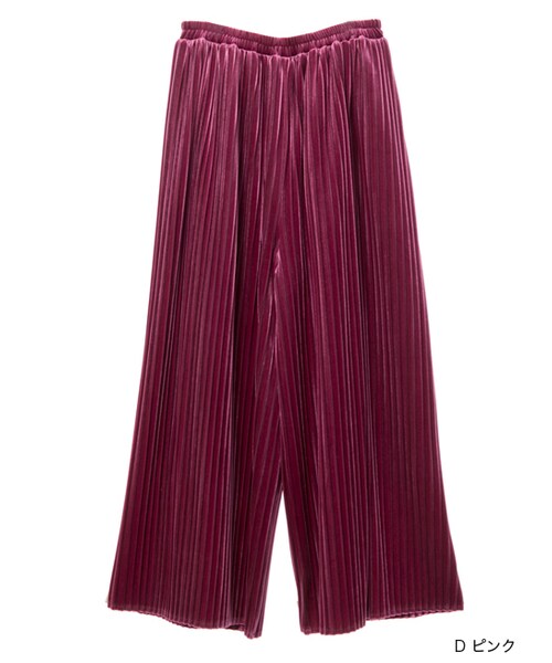 w closet（ダブルクローゼット）の「ベロアプリーツパンツ（パンツ・レディース・ピンクベージュ/Dピンク/ブラック・FREE）」の3枚目の写真