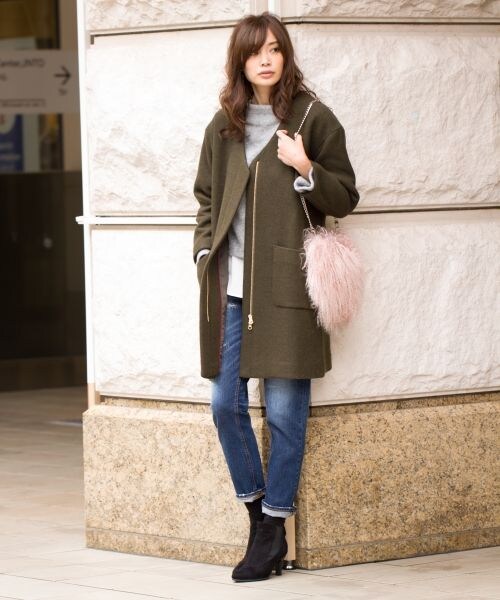 BAYFLOW（ベイフロー）の「エアウールノーカラーコート（ジャケット/アウター・グレー/カーキ/ネイビー）」の5枚目の写真