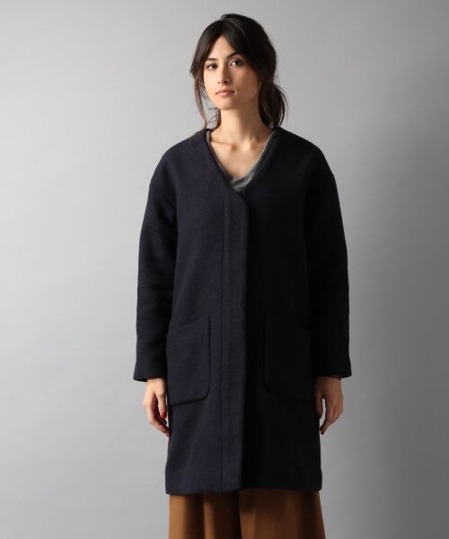 BAYFLOW（ベイフロー）の「エアウールノーカラーコート（ジャケット/アウター・グレー/カーキ/ネイビー）」の11枚目の写真