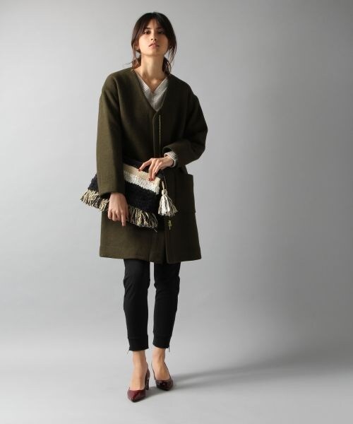 BAYFLOW（ベイフロー）の「エアウールノーカラーコート（ジャケット/アウター・グレー/カーキ/ネイビー）」の8枚目の写真