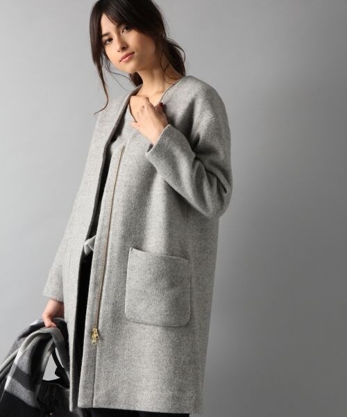 BAYFLOW（ベイフロー）の「エアウールノーカラーコート（ジャケット/アウター・グレー/カーキ/ネイビー）」の9枚目の写真