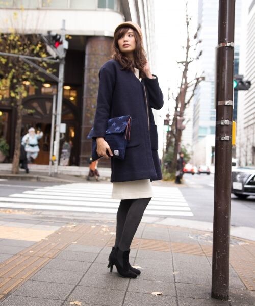 BAYFLOW（ベイフロー）の「エアウールノーカラーコート（ジャケット/アウター・グレー/カーキ/ネイビー）」の6枚目の写真