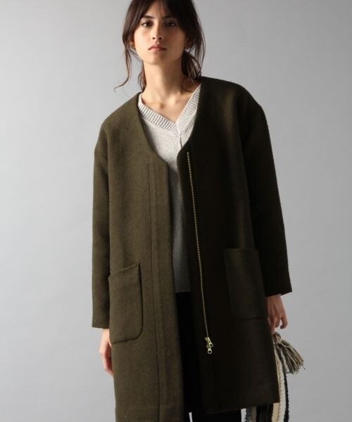 BAYFLOW（ベイフロー）の「エアウールノーカラーコート（ジャケット/アウター・グレー/カーキ/ネイビー）」の10枚目の写真