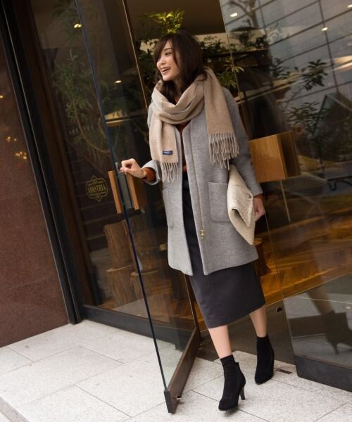 BAYFLOW（ベイフロー）の「エアウールノーカラーコート（ジャケット/アウター・グレー/カーキ/ネイビー）」の4枚目の写真