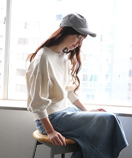 studio CLIP（スタディオクリップ）の「カラー杢裏毛パフスリーブプルオーバー（トップス・杢グレー/杢チャコール/杢オートミール/杢ブルー）」の3枚目の写真